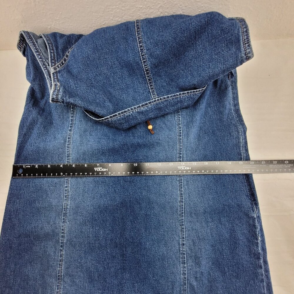 Vintage Faded Glory Dress Women's 14 Blue Denim Leather Lace-up Embroidered Jean - Picture 10 of 11